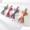 Keychains Lanyards Vintage Hand Woven Keychain Creative Heart Shaped Tassel Bag Decoration Pendant Key Chain Valentine Day Gift KE DHXTM