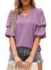 Blusas femininas 2023 chiffon de verão para mulheres moda v lanterna de pescoço lanterna plus size tops casuais elegantes trabalhos de escritório camisetas