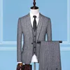 Costumes pour hommes Blazers pour hommes M-4XL (Veste Gilet Pantalon) Fashion Boutique Striped Slim Business Casual Suit 3pcs Set Groom Wedding Dress