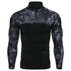 Men's T Shirts Fashion Outdoor Military Training Tops Men's Fitness T-shirt Sports Running Long Sleeve Camouflage Shirt Tights Men