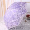 Şemsiye Vintage Düğün Çift Katmanlı Dantel UV Güneş Parasol 2 Katlanır 3D Çiçek Nakış Şemsiye Kompakt Hafif