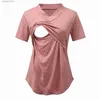 Topy macierzyńskie koszulki kobiety ubrania macierzyńskie w ciąży odzież karmienia piersią krótki rękaw w ciąży ubrania plisowane z boku otwartą ciążę T-shirt t230523