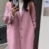 Женская шерстяная смеси осень и зима 2023 Южная Корея INS Двойное кашемировое пальто Среднее длинное свободное боковое твид
