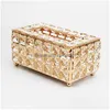Taschentuchboxen, Servietten, kreative Kristall-glänzende Diamant-besetzte Metall-Aufbewahrungsbox, Heim-Restaurant-Dekoration, 19,5 x 11,5 x 10 cm, Drop Del Dhtgb