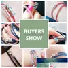 Charm Bracelets Bamoer Genuine Long Double Pink Black Braided Leather Chain Women With 925 Sterling Sier Snake Clasp Pas908 Dhgarden Dhcz3