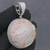 Halsketten Hustlers World Globe Anhänger Zweifarbige Goldfarbe Micro Pave 5A CZ Runde Karte Hip Hop Männer Halskette