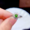 Klusterringar kjjeaxcmy fina smycken 925 sterling silver inlagd naturlig ädelsten diopside kvinnans ringstöd