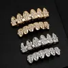 Hip Hop Gold Iced Crystal Cross -tanden Hiphop Jewelry Gold Tands Grillz Rhinestone Topbottom grills Set glanzende tand