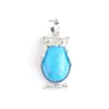 Collane con ciondolo Pietra naturale Blu Turchese Pendenti con gufo piccolo Reiki Animali fortunati Gioielli con ciondoli carini per le donne Regalo uomo N4677 Drop Dhg3F