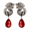 Noeud chinois luxe Zircon Dragon Lion léopard couleur argent pour femmes boucles d'oreilles haute qualité tempérament personnalité cadeau de vacances