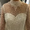 Luxury A-line Wedding Dress High Neck Full Pearls Beading Princess Bridal Party Gown Vestidos De Novia Customed Robe De Mariage 2023