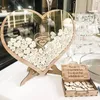 Outros suprimentos de festa do evento Livro de convidados de casamento Decordrop Heart Wooden Shap Drop Box 6080pcs Sweet Box 230522