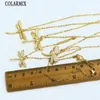 Colares 10 Pcs Libélula Pingente Colar 18k Banhado A Ouro Zircão Libélula Colar Moda Jóias