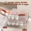 Storage Bottles Egg Box Rolling Transparent Multi-layer Holder Stacking Drawer Type Timer Slots Tray Refrigerator Organizer