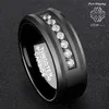 Rings 8Mm Black Tungsten Carbide Ring Inlay Comfort Fit Wedding Band Bridal Free Shipping
