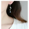 Knot daimi Sky Blue Topaz Tassel Earrings gemstones女性本物の黄色の14kゴールドインジェクションパールイヤーラインギフト