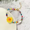 Strand Punki Fashion Yellow Enamel Flower Beaded Charm Bracelets Polymer Clay Adjustable Bangles For Women Girl Jewelry