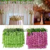 Fleurs décoratives 12 Pièces Faux Wisteria Fleur Artificielle Pour La Décoration De Mariage Vigne Feuille De Lierre Guirlande Suspendue Plantes De Soie Chaîne Rotin