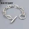 Bangle Top Quality Unique Design Silver Chain for Women and Men Thick Versions 925 Silver Bracelet Bangle Pig Nose Chain