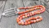 Necklaces YA2618 Natural Clear Quartz Double Point Pendant Orange Dragon Ven Agat 8mm Stone Beads Knot Necklace 30inch long