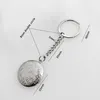 Keychains 1pc Round Butterfly Locket Stainless Steel Keychain DIY Key Chains For Men Family Memory Making Accessories Gift