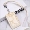 Keychains Lanyards Pu Leather Work Card Keychain Retractable Marble Pattern Id Sleeve Drop Delivery Fashion Accessories Dhttp