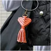 Keychains Lanyards Valentines Day Gift Tassel Keychain Keyring Creative Heart Shaped Hand Woven Lage Decoration Pendant Key Chain DH2DO