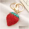 Keychains Lanyards Diamond Stberry Cartoon Fruit Keychain Ladies Bag Decoration Pendant Fashion Accessories Key Chain Drop Delivery DHA5U