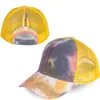 7 farben Tie Dye Candy Farbe pferdeschwanz Baseball Kappe Frauen Messy Bun Baseball Hut Snapback Caps Net Oberfläche Atmungsaktive Casual hüte de322