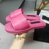 Luxury designer superior quality slide slippers summer sandals beach indoor flat leather flip-flops lady fashion classic shoes lady size 35 -41 with a dust box bag