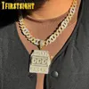 Pendant Necklaces Iced Out Bling CZ Letter Hustle Hard Rich Lucky Pendant Necklace 5A Zircon Badge Fluorescence Charms Men Hip Hop Jewelry 230522
