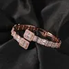 Armband The Bling King CZ Custom Opened Square Zircon Baguette Iced Out Justerable Armband For Men Luxury Drop Shipping