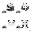 Pins Brooches Cartoon Panda Brooch Badge Cute Oil Drip Alloy Fashion Accessories Drop Delivery Jewelry Dh76G