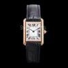 Super Top Fashion Quartz Watch Watch Women Gold Diar Sapphire Glass Middle Mały rozmiar czarny skórzany pasek Klasyczny prostokąt