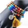 Pulseiras de pedra natural de miçanga de 6 mm de pulseira de pulseiras de pulseiras cura de meditação 7 chakra damas embrulhadas reiki rosário 108 malhas de mala para wo dhgo3