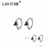 Hoop örhängen lavifam 925 Sterling Silver Small Ear Buckle Hoops Emalj svart triangelörhängen Cirkelringar smycken