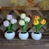 Night Lights Tulip LED Lamp Stepless Soft Lighting Rechargeable High Brightness Flower Table Simulation Light Bedroom Supplies