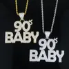 Colliers avec pendentif Hip Hop pour bébé des années 90, Micro pavé 5A, zircone cubique, CZ glacé, Cool, moyen, pour hommes et garçons