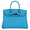 Sky Borsa Platinum Blu Tote Lychee Grain Top Strato in pelle cuoio in pelle da donna Meso a spalla singola in pelle morbida da donna