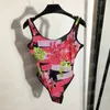 Vintage bedrukte vrouwen Swimwear Design One Piece Swimsuits Sexy Gevoerde Bikini Bodysuit Pool Party Bathing Suit