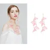 Boucles d'oreilles mode bohème longue pétale de Rose grand pendentif gland pour femme déclaration mariage fleur rouge bijoux