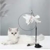 Cat Cat Toys Teaser Simulazione Uccello Giocattolo interattivo Divertente Uccello di piume con campana per gattino che gioca a bacchetta con ventosa Accessori per gatti giocattolo G230520