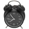 Wall Clocks 4 Inch Twin Bell Alarm Clock Metal Frame 3D Dial With Backlight Function Desk Table For Home & Office Black