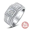 2022 Solitario Hombre 6mm Anillo de diamante 100% Real 925 joyería de plata esterlina Compromiso Anillos de boda para hombres Fiesta Bijou
