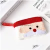 Christmas Decorations Wallet Storage Bag Keychain Creative Elk Decoration Knitted Cartoon Coin Purse Children Zipper Bags Drop Deliv Dh4L9