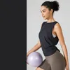 LL Damen Yoga-Oberteil, ärmellos, für Damen, Fitnessstudio, T-Shirt mit Rundhalsausschnitt, Workout, lässig, Sommer YB186