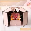 Party Favor Romantic Rose Flower Gift Box Pearl Jewelry Boxes Soap Flowers Carnation Mother Valentines Day Gifts With Led Light Drop Dh26M