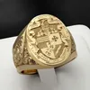 Band Rings 18K Gold Plated Vintage Carved Godfather Ring Personalized Fashion Design Advanced Engagement Wedding Jewelry Gift 230523