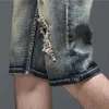 2023 New Summer Non mainstream Men's Straight Leg and Knee Personalized Fashion Embroidered Jeans Shorts P230522