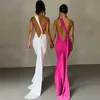 Damesmode 2023 Zomer Nieuwe lijn Beauty Backless geplooide Slim Fit massief mouwloze jurk Vrouwen Tweede stukjurk